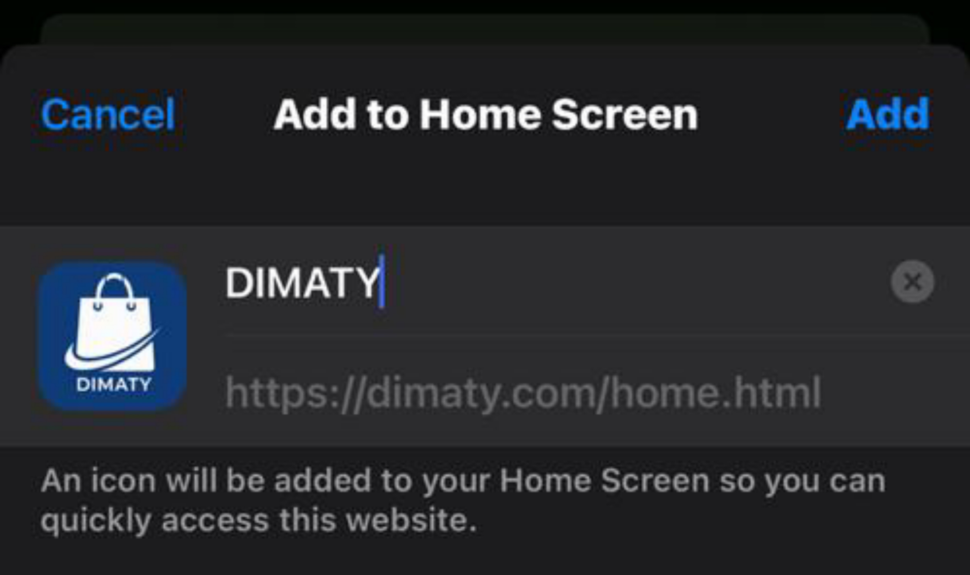 Screenshot of the Add confirmation button